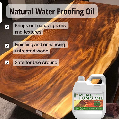Godora 2pcs 8OZ Waterproof Tung Oil for Wood Finishing with Towel, 100% Natural Pure Tung Oil for Indoor and Outdoor