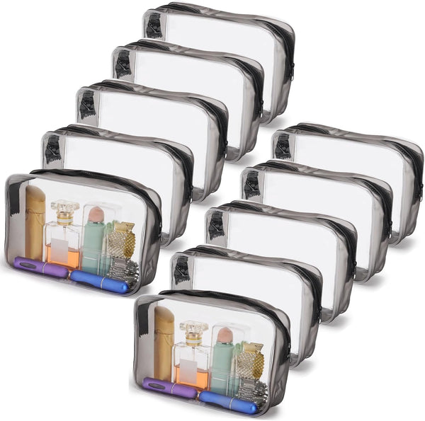 Tbestmax 10 Pack Clear Cosmetic Bags, Portable Waterproof Travel Toiletry Bags Organizer