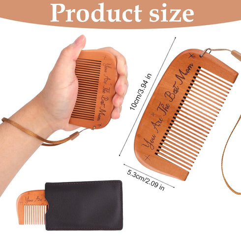 Labor Comb Set, Wooden Engraved Birthing Comb for Labor Childbirth Hair Comb with Storage Bag & Lanyard Pregnancy Comb Labor and Delivery Essentials Gifts for Women