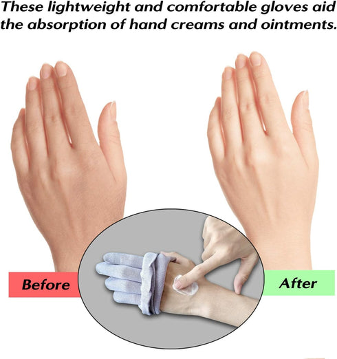 MIG4U Moisturizing Beauty Gloves - Touchscreen Overnight Sleeping Gloves for Women with Dry Hands (Grey Purple, 3 Pairs)
