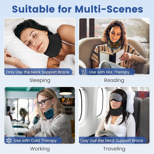 Pack Pack Soft Neck Brace with Hot and Cold Gel Adjustable Cervical Collar for Men & Women, Breathable Neck Support