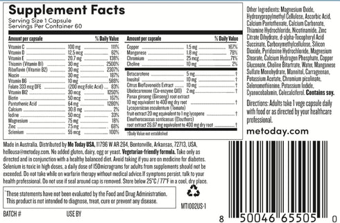 – Men’s Daily Multivitamin and Mineral Supplement, 60 Capsules with 27 Vitamins, Minerals and herbs, including D, C, A, B, Biotin and Zinc, Vegetarian