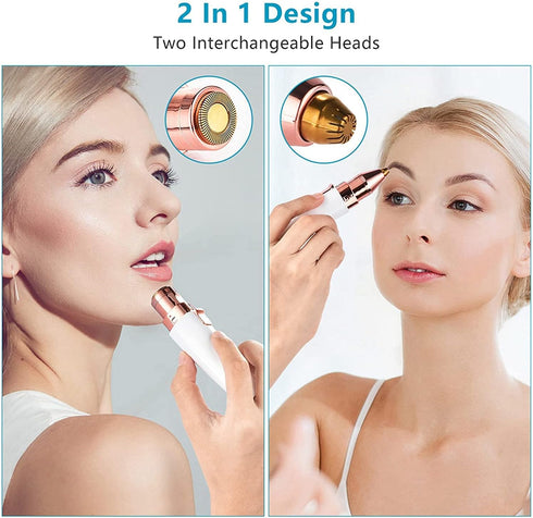 Rechargeable Facial Hair Remover for Women, 2-in-1 Eyebrow Razor & Portable Electric Shaver for Painless Hair Removal