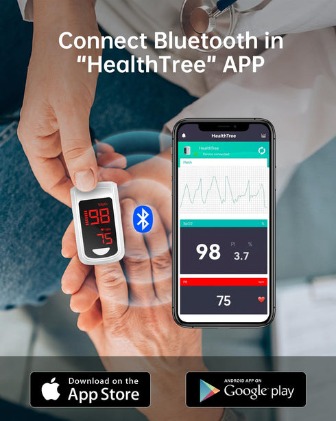 Bluetooth Fingertip Pulse Oximeter - HOLFENRY Blood Oxygen Saturation Monitor for Heart Rate & Oxygen Saturation