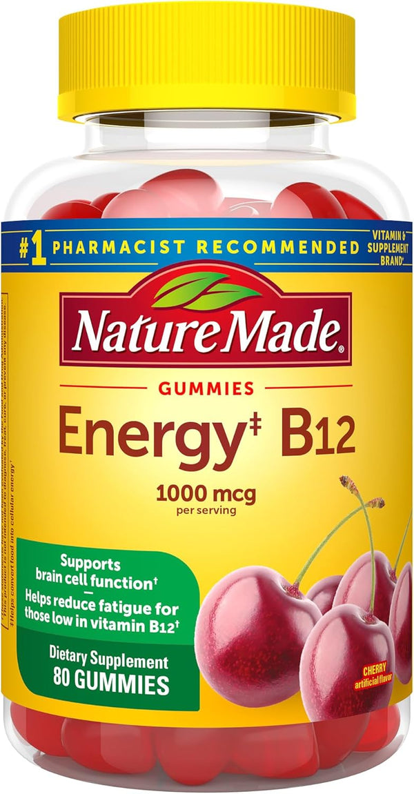 Nature Made Energy B12 1000 mcg, Dietary Supplement for Energy Metabolism Support - 80 Gummies, 40 Day Supply