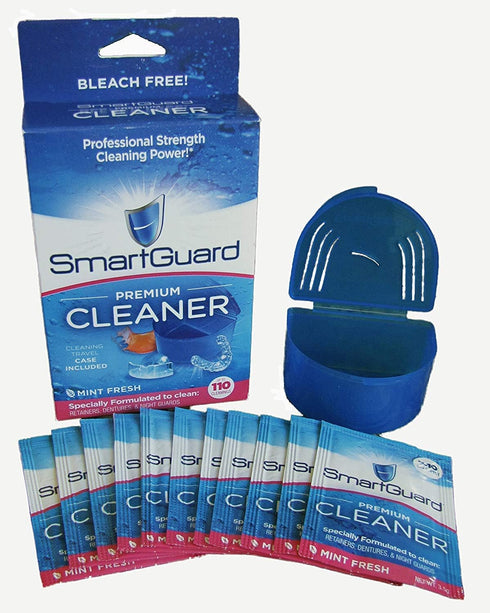 Premium Cleaner Crystals & Cleaning Case - 110 Cleanings - Removes Stain, Plaque, & Bad Odor from Clear Braces,