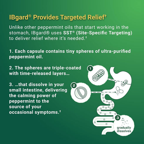 IBgard Gut Health Supplement, Peppermint Oil Capsules for Abdominal Comfort, 12 Capsules (Packaging May Vary).