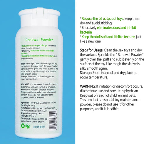 HOSGOT Renewal Powder for Sex Dolls Male Masturbator Dildo, Sex Toy Cleaner Conditioning Care Powder, Renewing Keep Dry