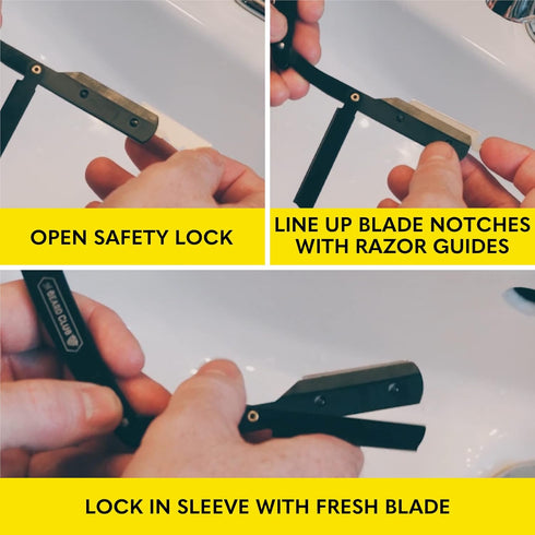 The Beard Club Straight Razor for Men - Premium Cutthroat Razor Kit with 10 Replaceable Blades & Leather Case
