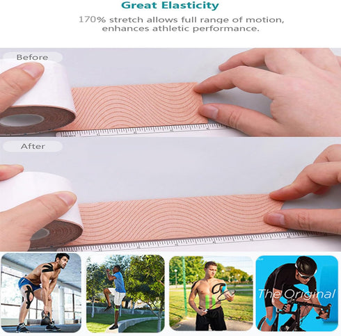 Kinesiology Tape (20 Precut Strips), Pro Elastic Athletic Tape for Joints Support & Muscle Pain Relief (Skin Color)