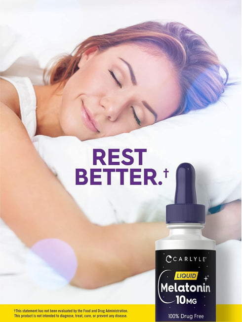 Carlyle Melatonin 10 mg - 2 FL OZ Liquid Drops - Berry Flavor - Non-GMO, Vegetarian Supplement