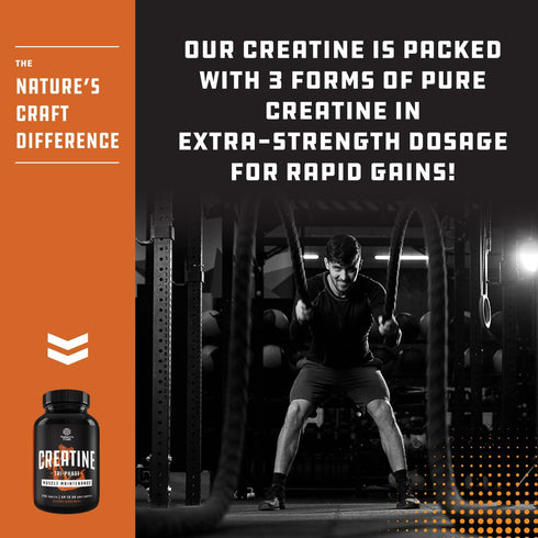High Strength Tri Phase Creatine Pills - Muscle Mass Gainer and Muscle Recovery Creatine HCL Pyruvate and Creatine
