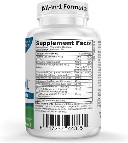 Mood-XL 30-Day Mood Support Supplement, 1-Month Supply, 60 Capsules