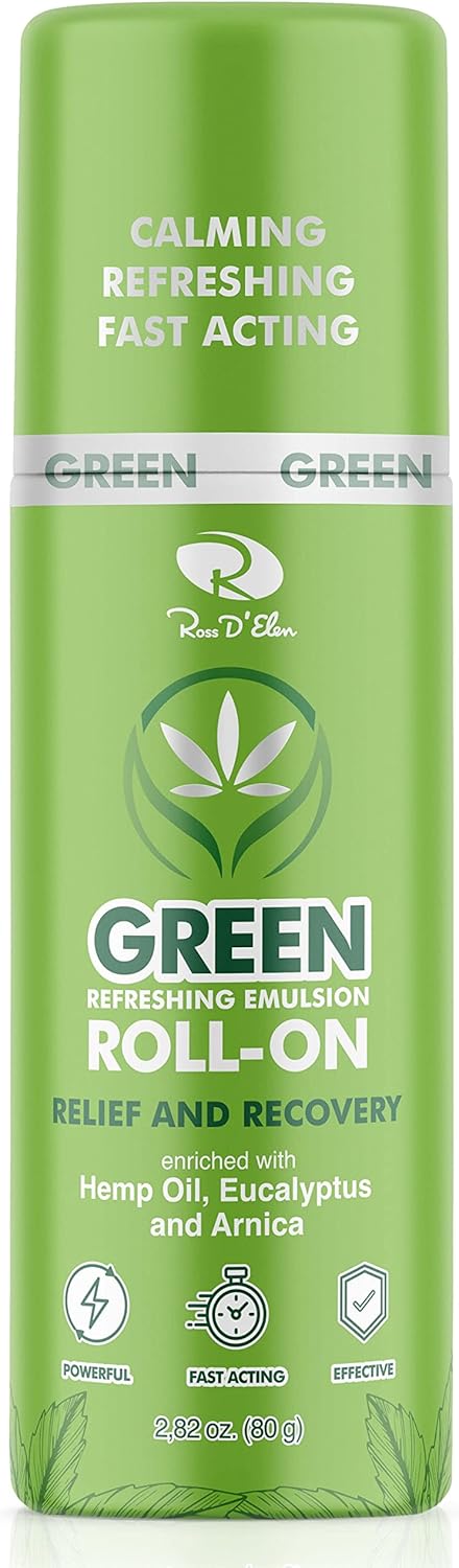 Ross D’Elen Green Menthol Relief and Recovery Roll-On for Pain Relief
