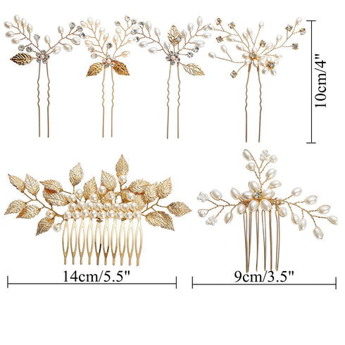 inSowni 26 Pack Gold Wedding Bridal Hair Side Combs + U Shaped Hair Pins Clips for Women Girls Bridesmaids