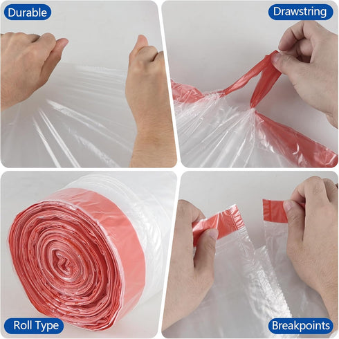 4 Gallon Clear Drawstring Trash Bags, 120 Count, Small Kitchen Garbage Bags