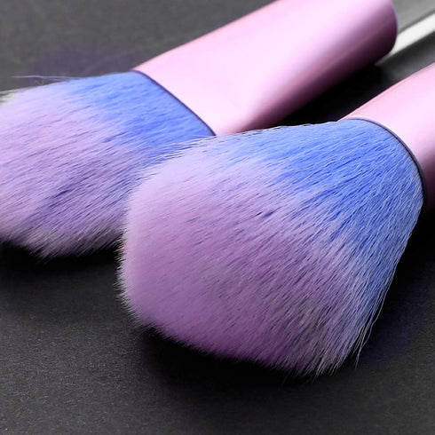 Unicorn Fan Makeup Brush Set, Crystal Sparkles Blue Blush Powder, Lip, Eye Shadow Brushes