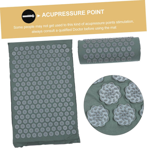 Set Acupressure Massage Mat and Pillow with Non-Slip Yoga Mat Gray, Practical Acupoint Massage Cushion for Back