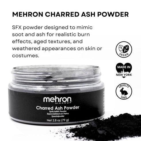 Mehron Makeup Special Effects Powder, 2.8 oz, Charred Ash