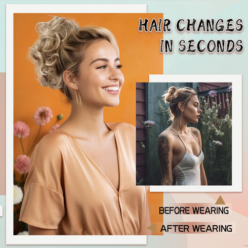 Messy Hair Bun Hair Piece 2Pcs Curly Bun Hair Piece Messy Buns Hair Piece Hair Buns Hair Piece Hair Bun Extension Fake hair scrunchie(33)