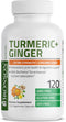 Bronson Turmeric + Ginger Extra Strength Joint Health & Digestion Support with BioPerine, Non-GMO, 120 Capsules