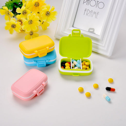 JOVITEC 4 Pack Small Pill Cases - Plastic Waterproof Pill Organizer Box with 3 Removable Compartments
