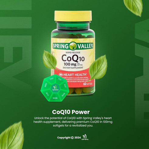 Rapid-Release CoQ10, 100 mg, 60 Softgels, Bundle Exclusive Vitamins & Minerals, A to Z, Weekly Pill Organizer