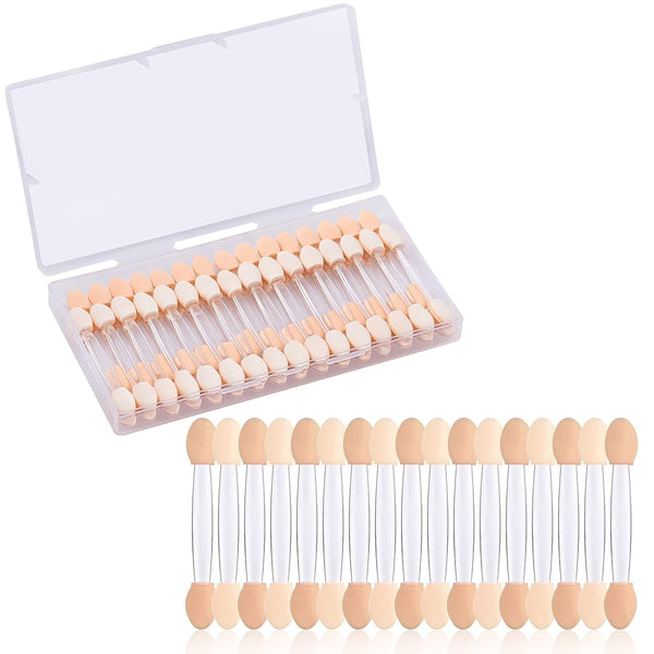 MORGLES 50pcs Disposable Eyeshadow Applicators, Double Sided Sponge Applicators with Clear Box
