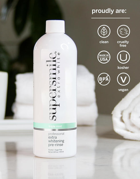 Supersmile Extra Whitening Pre-Rinse - Clinically Formulated Pre-Brush Mouthwash, Cleans and Whitens Teeth
