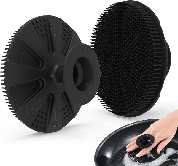 BEAUTAIL Silicone Sponge, Non-Scratch Scrub Sponges for Dishes, 1 Pack Black Kitchen Fruit Vegetable Cleaning Brush