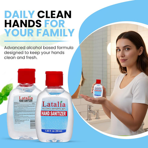 Pack 1 80% Latalia Mini Hand Sanitizer Travel Size Bulk of | Alcohol Gel Unscented Non Drying Moisturizing