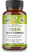 Organic Veda Neem Capsules, Triple Complex Neem Leaf Extract, 120 Count Herbal Supplement for Immunity & Skin Health