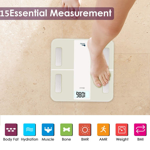 himaly USB Rechargeable Bathroom Scale for Body Weight, Digital Weight Scale with Bluetooth for Accurate BMI, Body Fat,
