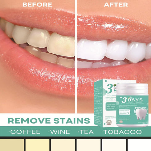 3 Days Teeth Whitener Mint Deep Cleaning Tooth Powder, Stain Remover & Polisher for Bright White Teeth in 5 Days
