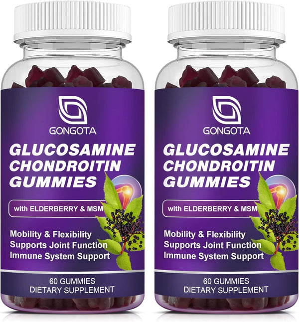 Glucosamine Chondroitin Gummies - Extra Strength 1500mg with MSM & Elderberry, Joint Support, 120 Count, 2-Pack