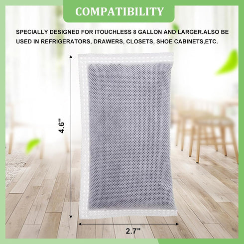 Activated Charcoal Odor Absorber Diaper Pail Deodorizer for itouchless 8 Gallon & Larger, 8 Pack
