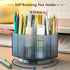 LINFIDITE 360°Rotating Makeup Organizer Holder Cosmetic Display Case Clear Makeup Brush Lip Gloss Organizer Case with 5 Slots Round Turntable Storage Tray for Vanity, Bathroom, Counter Organizer Blue by LINFIDITE