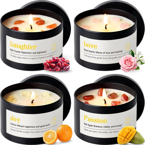 AOOVOO Crystal Energy Candles Set for Women - 4 Pack 26 oz