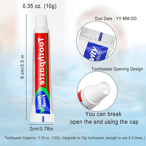 100 Tubes Bulk Travel Size Toothpaste, Extra Small 0.35oz Peppermint Mini Disposable for Hotel, Guests, Charity