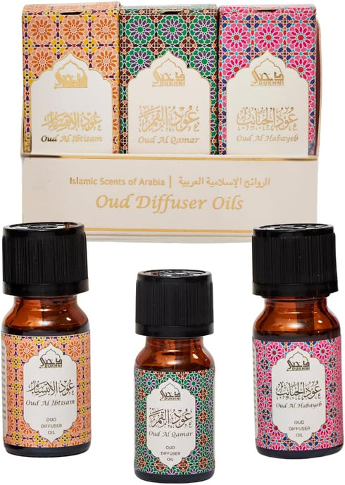 Floral Oud Diffuser Oil Set, Essential Oils by Dukhni | 3 x