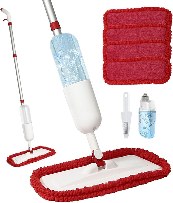 Spray Mop for Floor Cleaning, Wet Dry Microfiber Mop with 4 Washable Pads and 650 ml Refillable Bottle