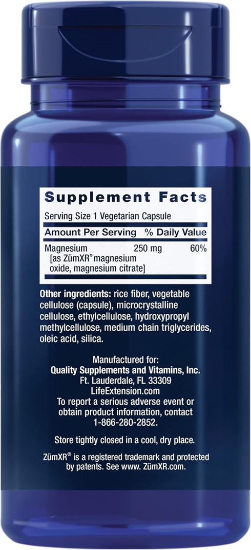 Life Extension Extend-release Magnesium – Prolonged Cardiovascular & Bone Health Support – Gluten-free – Non-GMO – Vegetarian – 60 Vegetarian Capsules