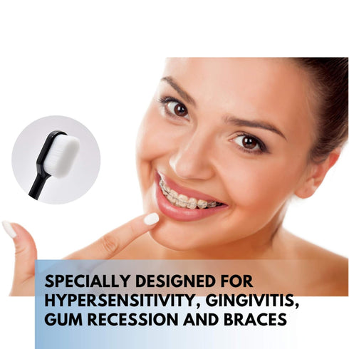 Extra Soft Toothbrush for Sensitive Gums and Teeth, 20,000 Ultra Soft Bristles, Micro-Nano Toothbrush (2 Pack)