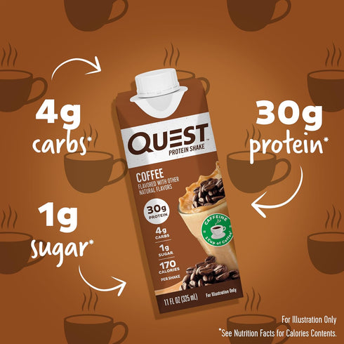 Quest Nutrition Ready to Drink Coffee Protein Shake | 30g Protein, 4g Carb, 1g Sugar | Gluten Free, Keto Friendly, 4