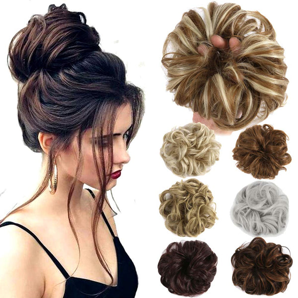 Lelinta Hair Bun Extensions - Wavy Curly Messy Donut Chignons Hair Piece Wig Hairpiece, Silver Grey