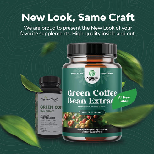 Green Coffee Bean Extract for Weight Loss, Natural Appetite Suppressant, Herbal Fat Burners for Women and Men