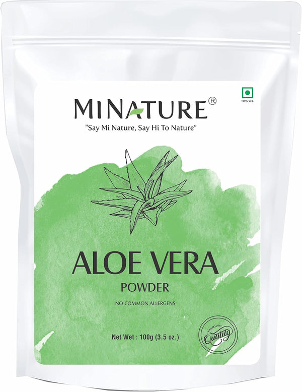 Aloe Vera Powder by mi nature | Aloe Barbadensis | Vegan Non-GMO | Pure & Natural Skin Hair Care | 100 g / 4 Oz