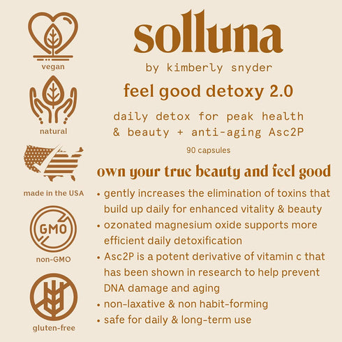 Solluna by Kimberly Snyder Feel Good Detoxy - Natural Colon Cleanse & Digestion Detox Capsules with Ozonated Elemental