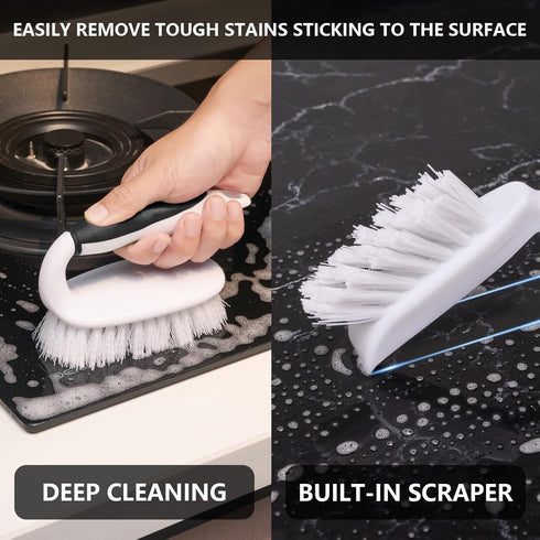 Set, 4 Pack 2 2 Commercial Scrub Brush Deep Cleaning Brush Kit - Scrub Brush, Tile & Grout Brush with Built-in Scraper