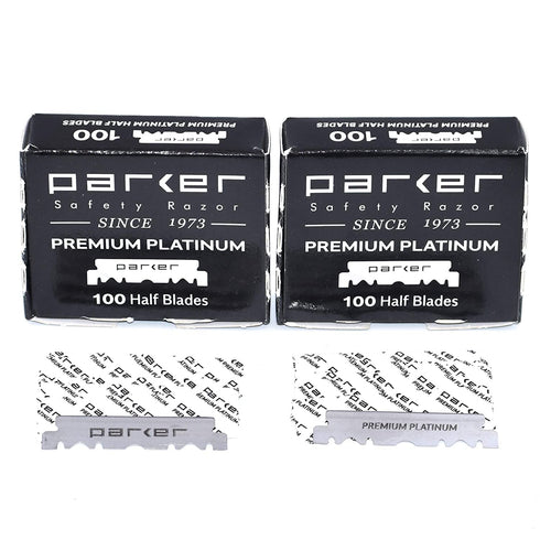 Parker Premium Platinum 1/2 Blades - 200 Count for Professional Barber Razors, Shavette Razors, Disposable Blade
